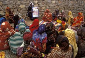 Women in Somalia being educated about the dangers of genital mutilation
