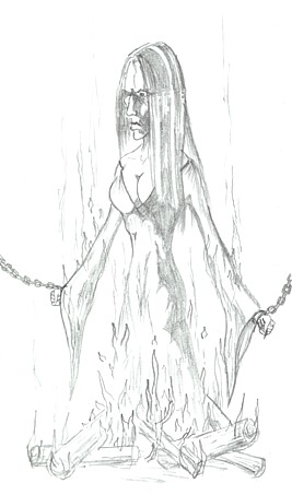 girl chained in fire