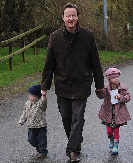 David Cameron with Nancy and Arthur in 2007