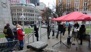 Rally in Victory Square Vancouver BC January 31, 2013