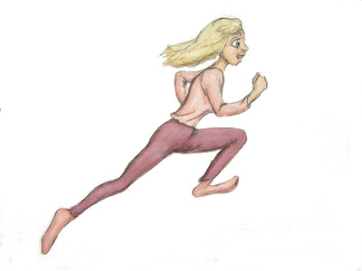 girl running away