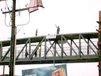 Spiderman and  the  Incredible Hulk  at  the Sapperton	Skytrain
	   station, Vancouver British Columbia