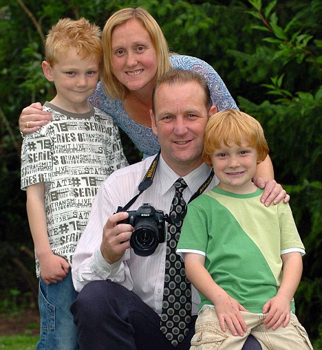 Gary and Tracey Crutchley with Cory, left, and Miles