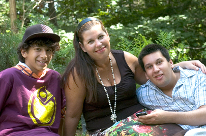 Anne Larcade, with sons Emile and Alex