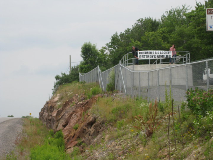 Children's Aid banner on highway 17 near North Bay Ontario