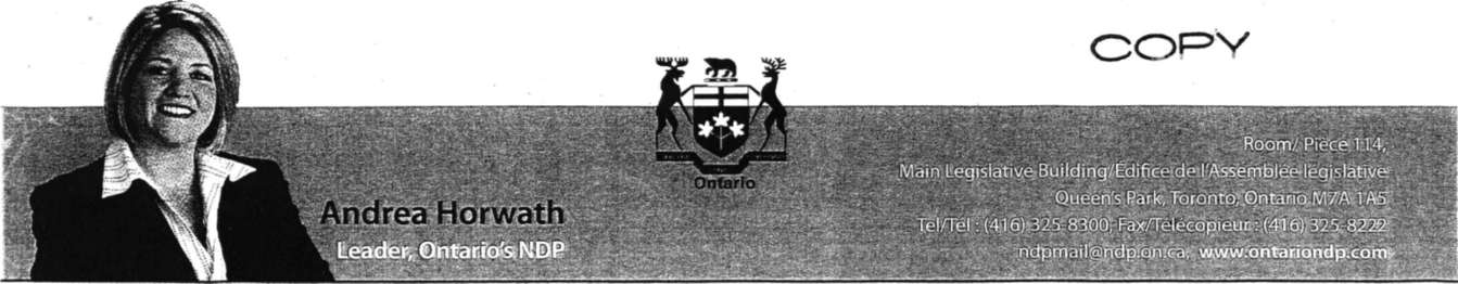 Andrea Horwath letterhead