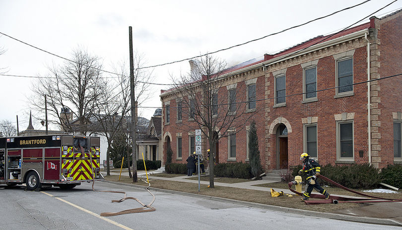 Brant CAS fire, fire truck on street