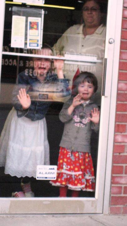 Children watching mother leave visit