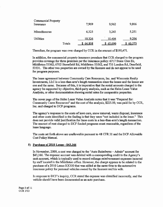 License revocation of Community Care Resources Inc, page 5