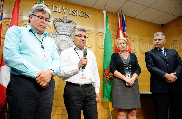 Raymond Shingoose, Sheldon Taypotat, Andrea Brittin and Larry Brost