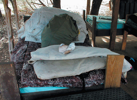 Sleeping platform at a therapeutic campsite